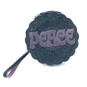 Lucky Brand “Peace” Purple Suede Coin Purse Wristlet